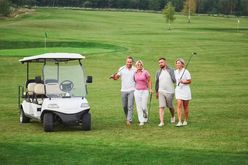 Two couples golfing at Club Homes at Heritage Harbour