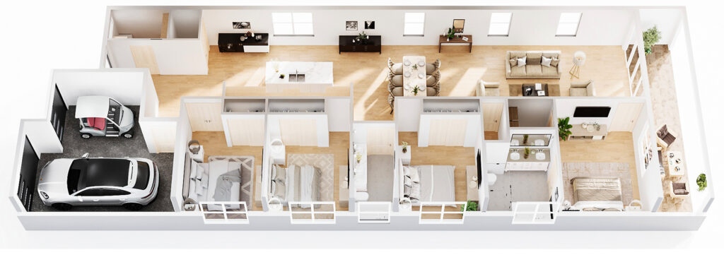 A 3D layout of Club Homes at Heritage Harbour Caledonia floor plan